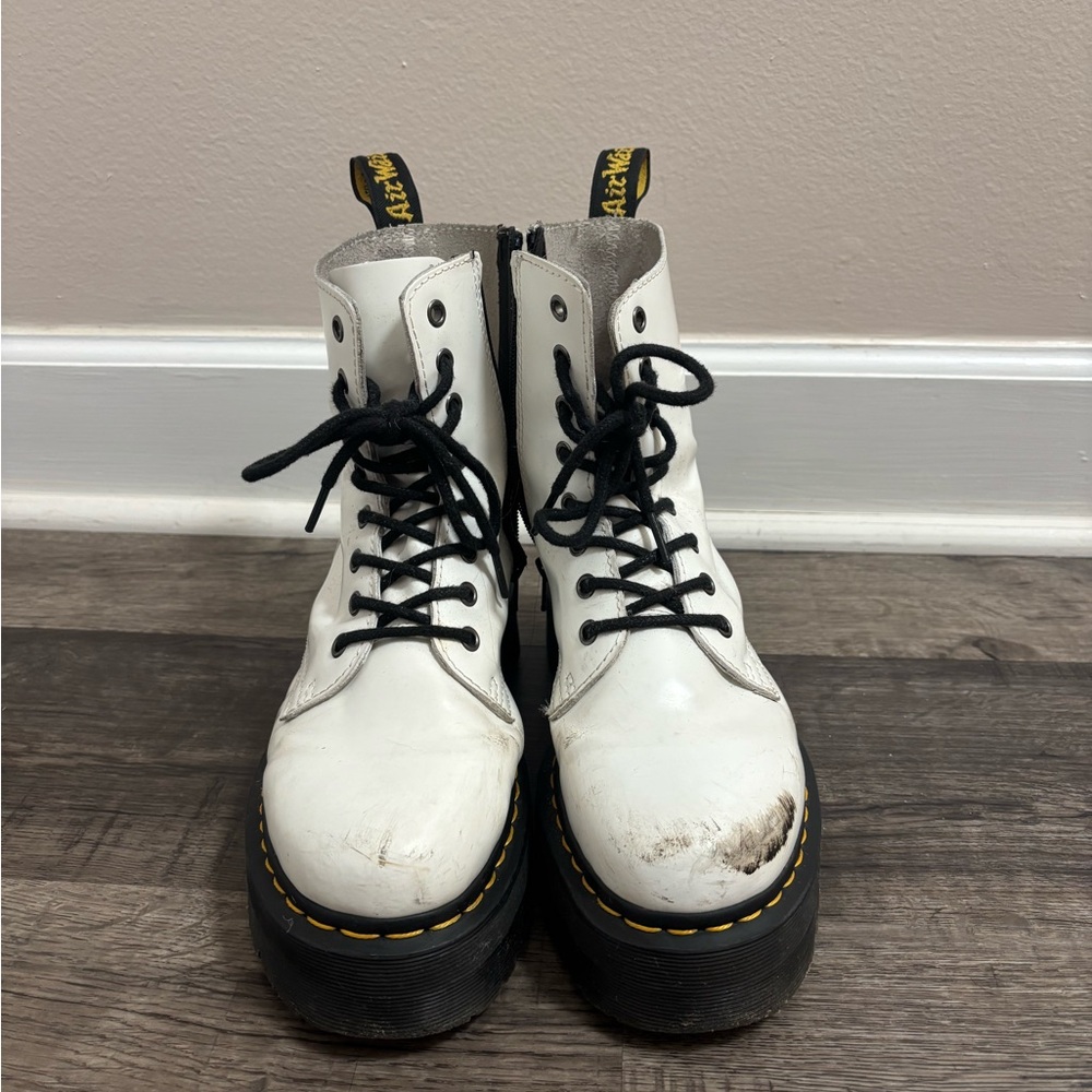 Dr. Martens White Platform Jadon Boots  with Black Accents